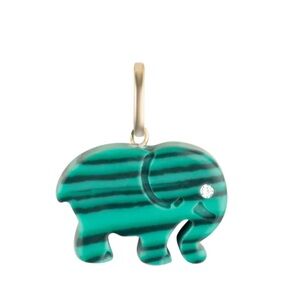 Mini malachite lucky elephant charm 18k gold/diamond eye. RETAIL $140. Like NEW